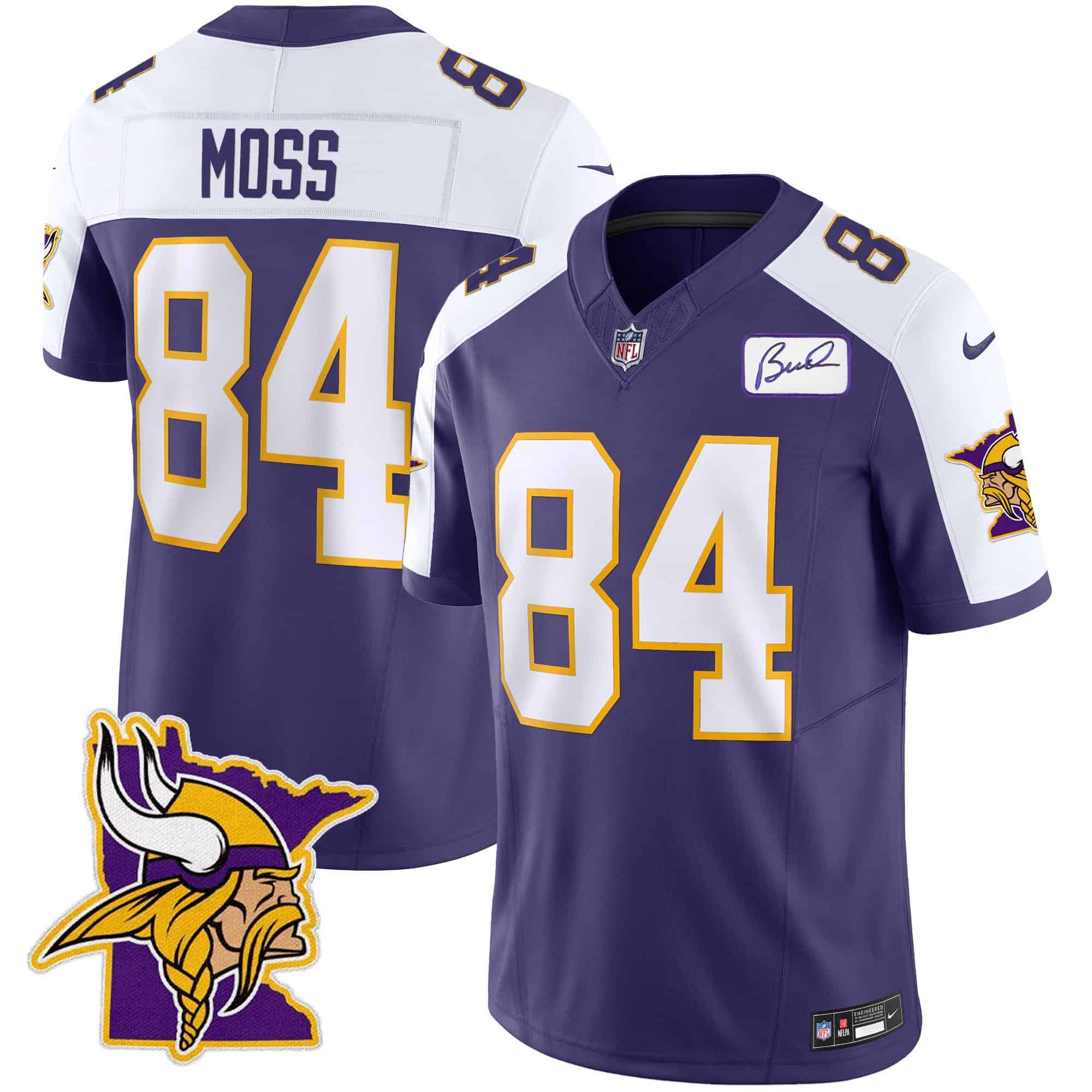 Men Minnesota Vikings #84 Moss Purple 2024 Nike Patch Classic Limited NFL Jersey